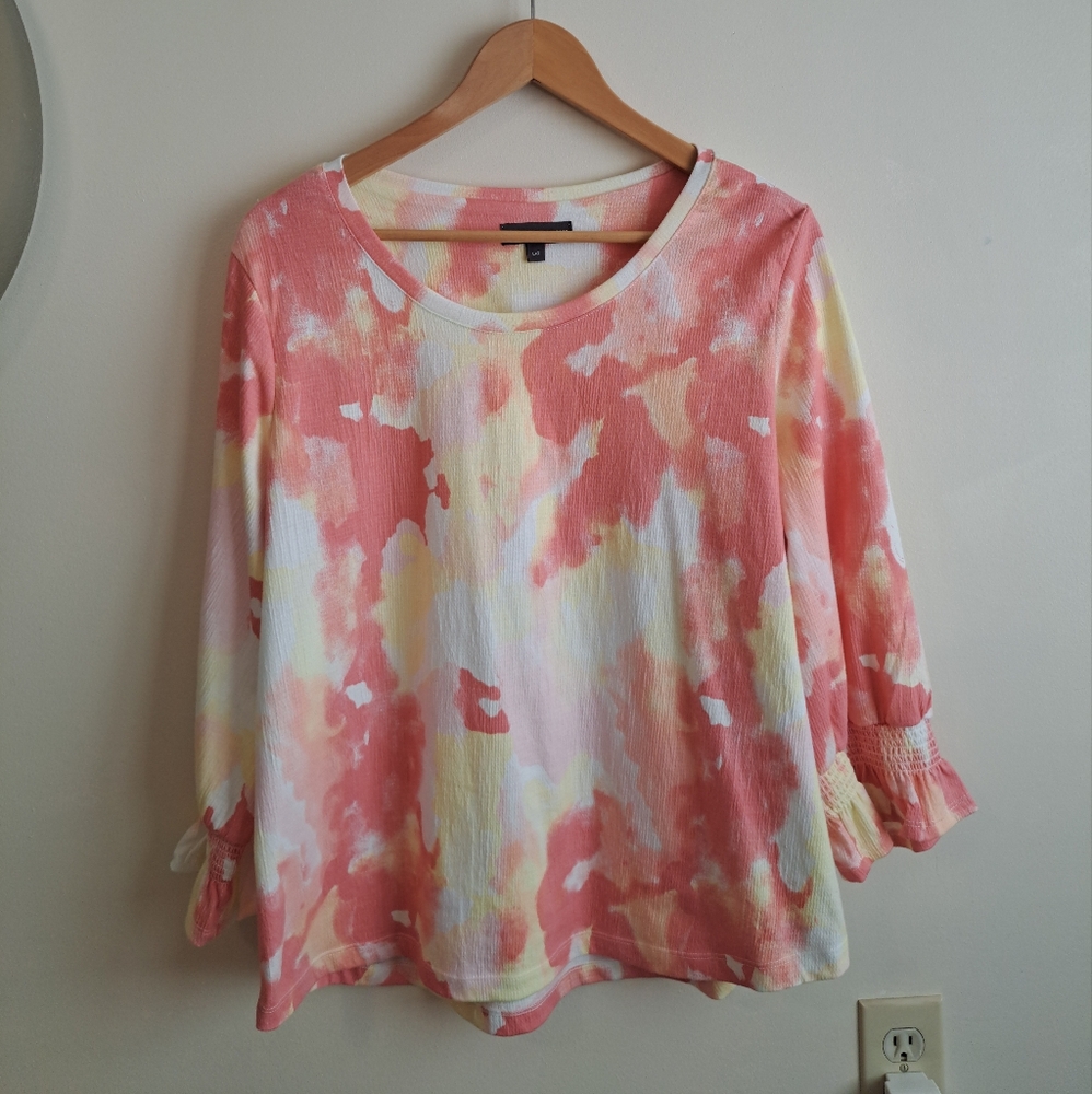 Women's Tie-Dye Top - Pink and Yellow By Classic Edition